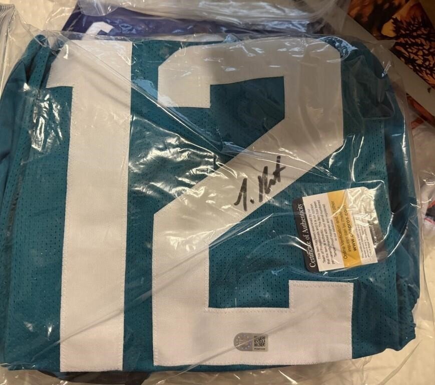 Signed Teal Football Jersey No. 12 With Pro-Cert COA