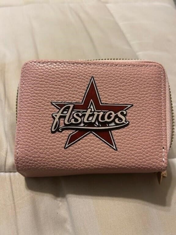 Houston Astros Pink Pebbled Zip-Around Wallet