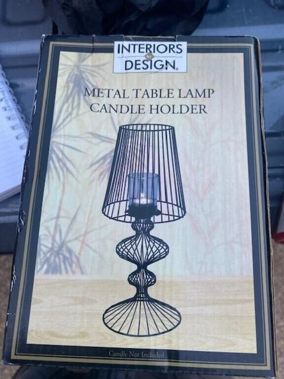 Interior Designs Metal Table Lamp Candle Holder NEW