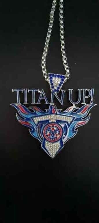 Tennessee Titans "TITAN UP!" Bling Rhinestone Pendant and Chain Necklace for Tennessee…