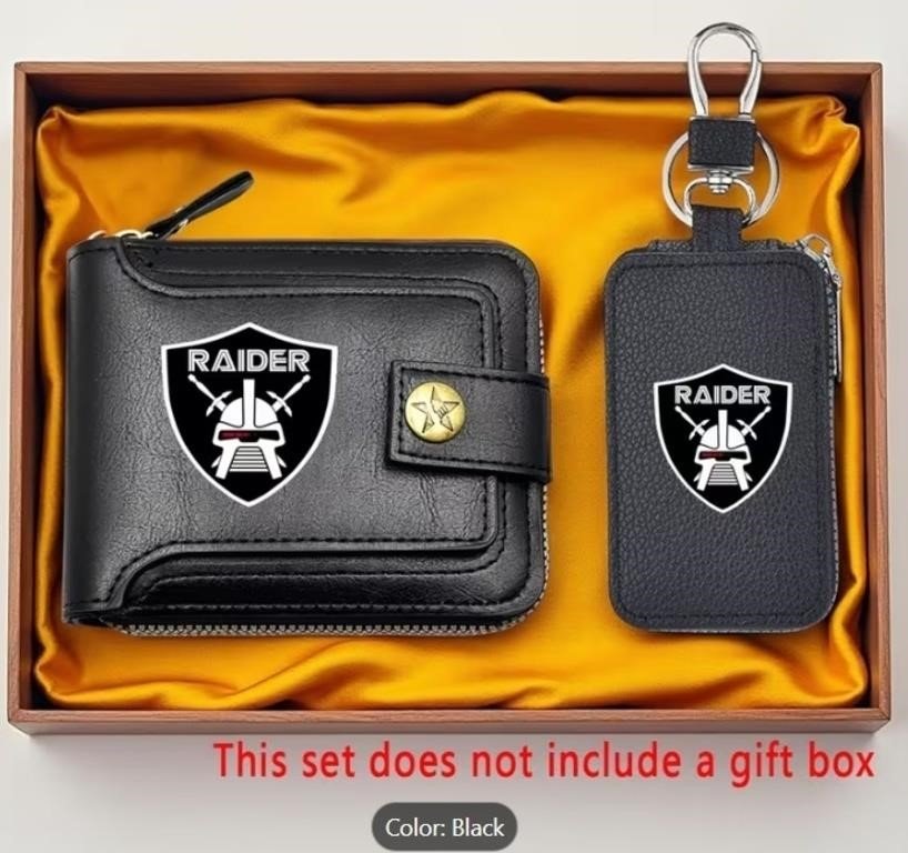 Las Vegas Raiders parody Men's Bifold Wallet and Key Fob Case Gift Set