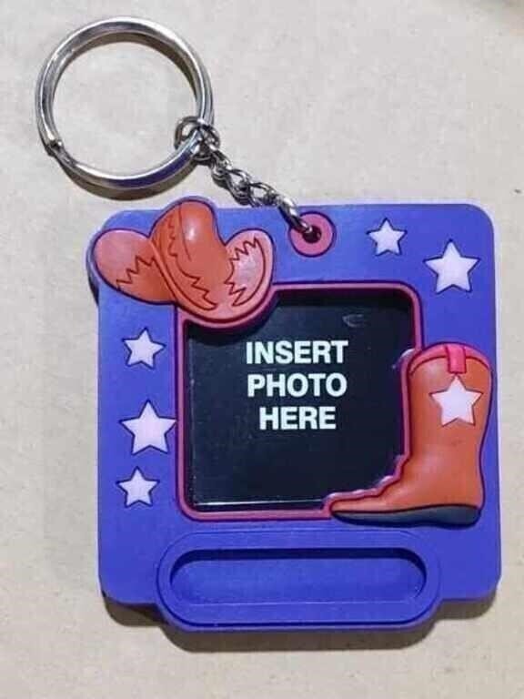Western Theme Rubber Photo Frame Keychain Qty of 4