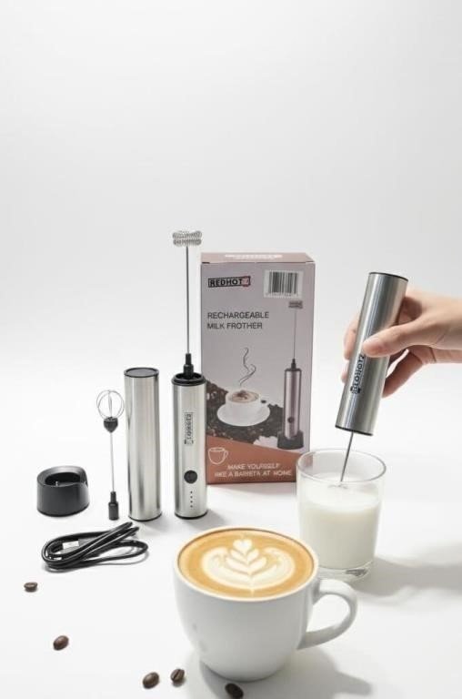 Redhotz Rechargeable Handheld Milk Frother for Coffee and beverage preparation