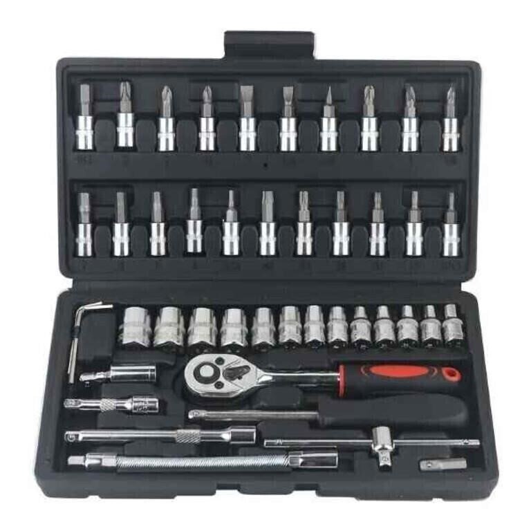 46-Piece 1/4" Drive Socket and Bit Set in Case