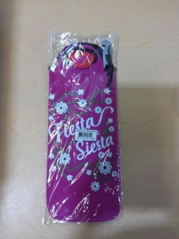 "Fiesta Siesta" Neoprene Wine Bottle Tote and Corkscrew Qty of 5