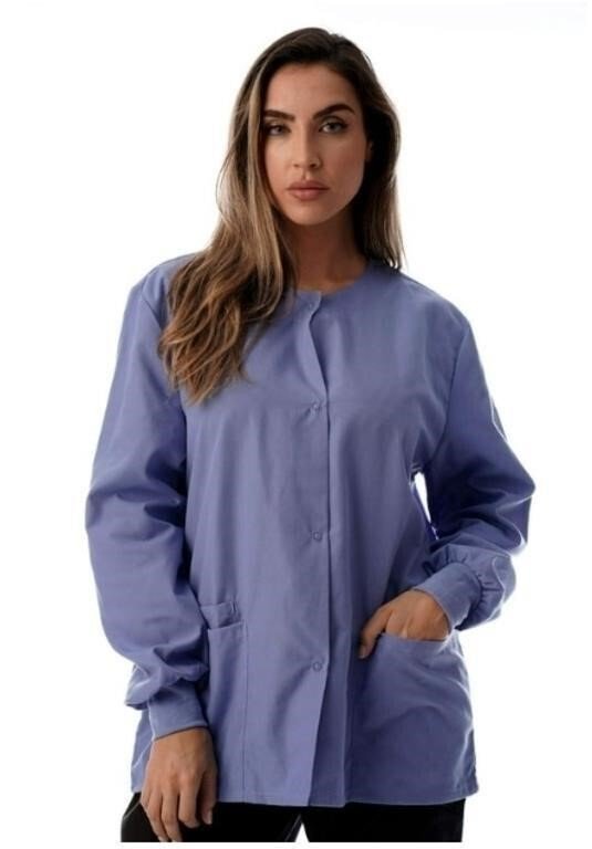Periwinkle Snap-Front Long Sleeve Warm-Up Jacket Size Medium