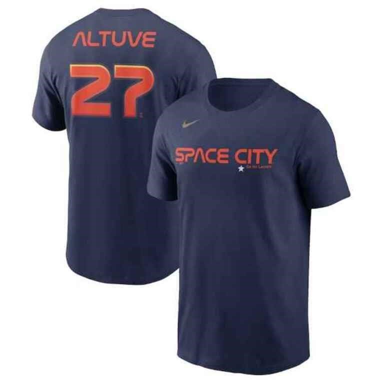 Nike Astros "Space City" Jose Altuve No. 27 Navy T-Shirt Size 2XL