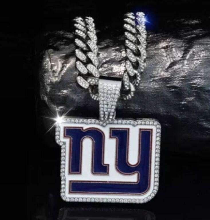 Unbranded New York Giants Iced Out Logo Pendant with Cuban Link Chain Necklace for New…