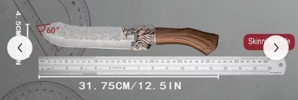 Tiger-Head Bolster Skinning Knife, 12.5 Inch