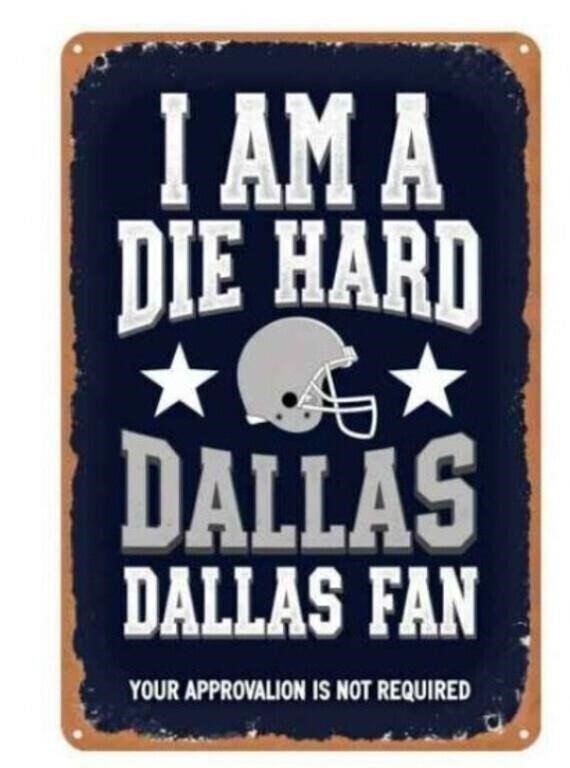 Vintage Dallas Cowboys Football 8x12 Inch Tin Sign - Rustic Iron Metal Wall Art