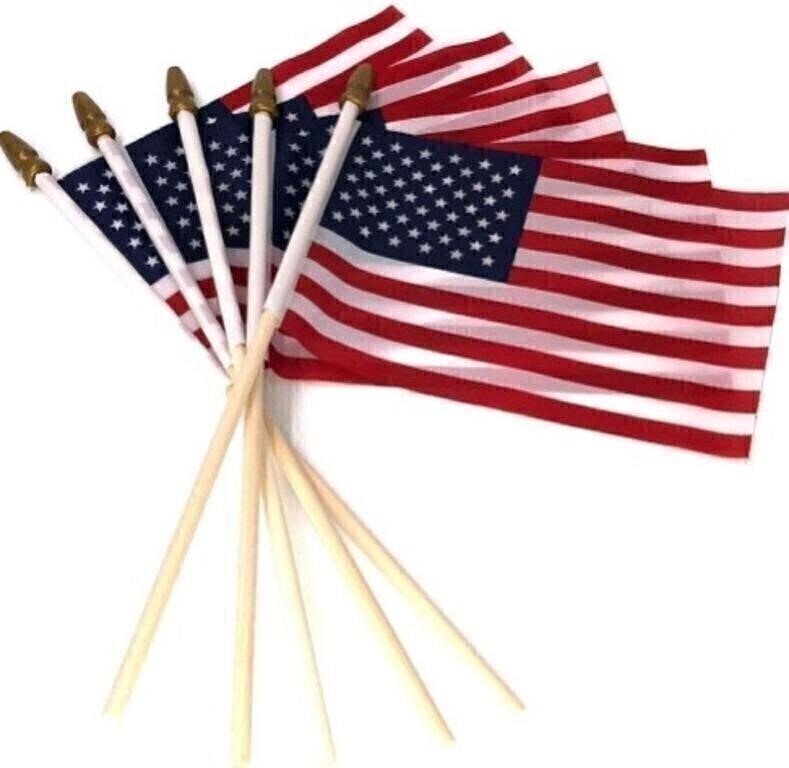 Set of 12 Handheld US Stick Flags 6x4