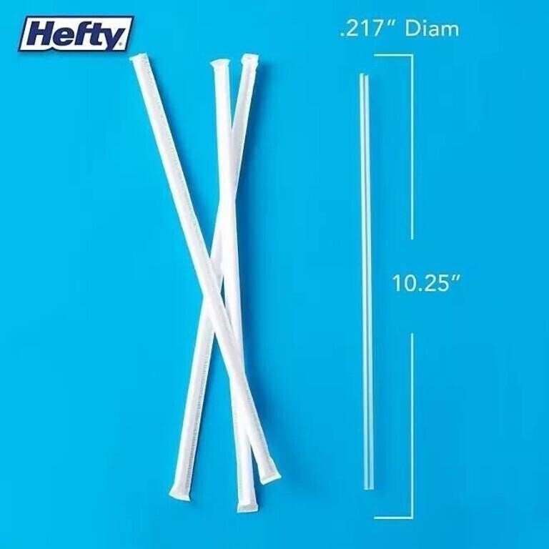 Hefty Individually Wrapped Plastic Drinking Straws 1000 ct