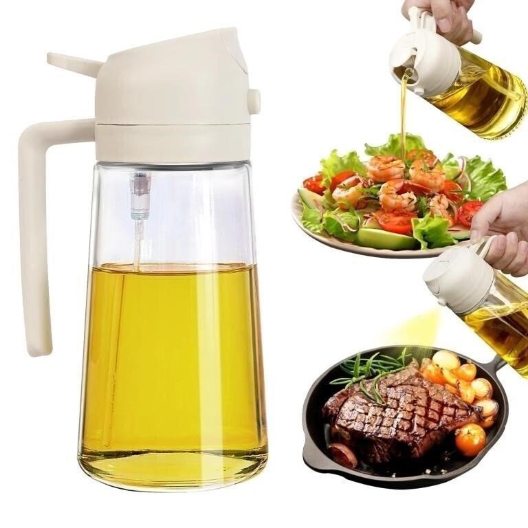 2-in-1 Glass Oil Dispenser and Sprayer Bottle