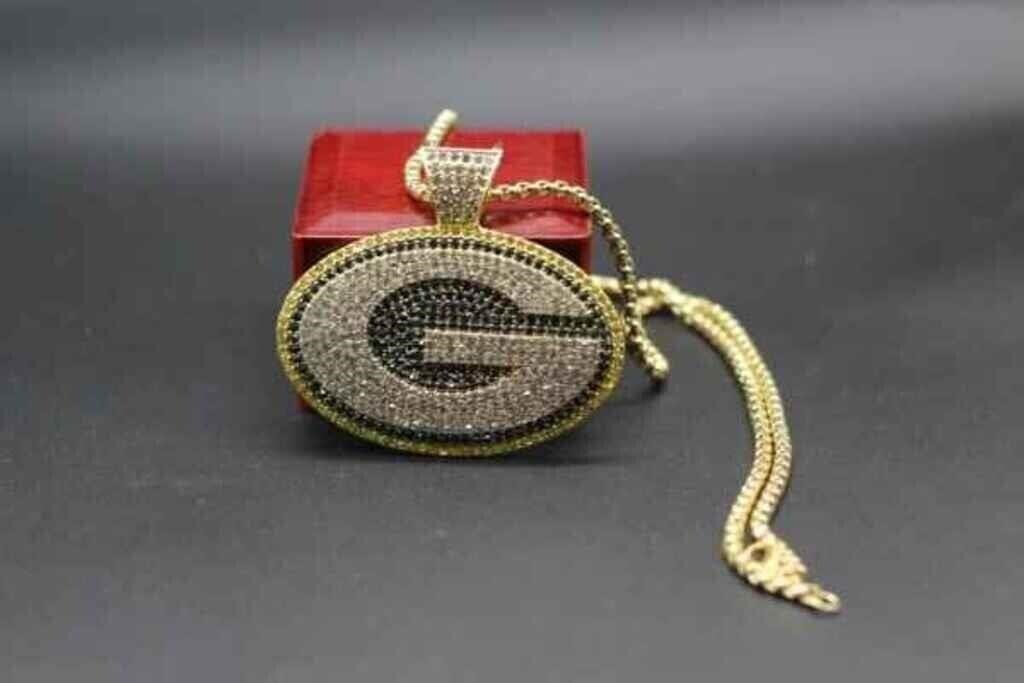 NFL Green Bay Packers Iced Out Logo Pendant Necklace for Green Bay Packers
