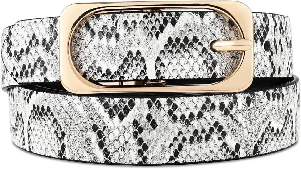 JASGOOD Women's Snakeskin Print Faux Leather Belt for Women's fashion accessories