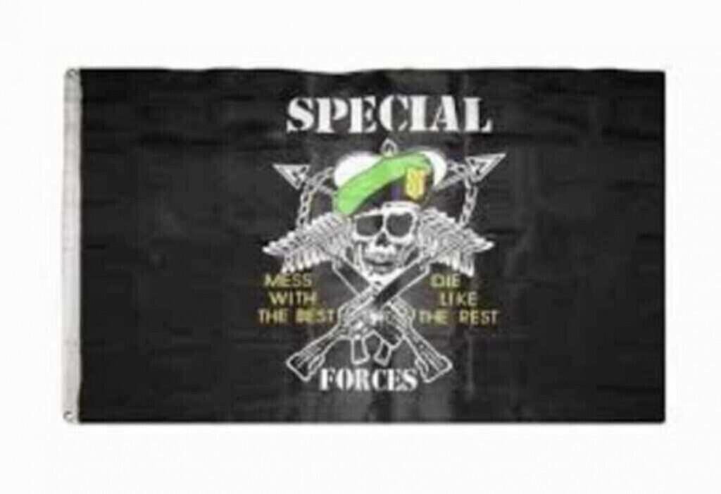 Special Forces Skull and Beret Polyester Flag 3x5