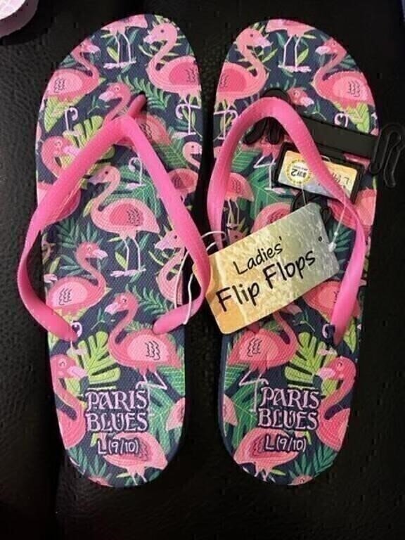 Paris Blues Ladies Flamingo Print Flip Flops, Size 2/3