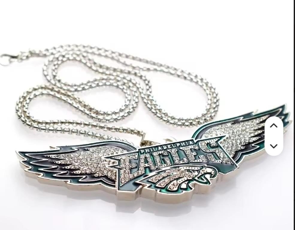 Philadelphia Eagles Rhinestone Winged Logo Pendant Necklace