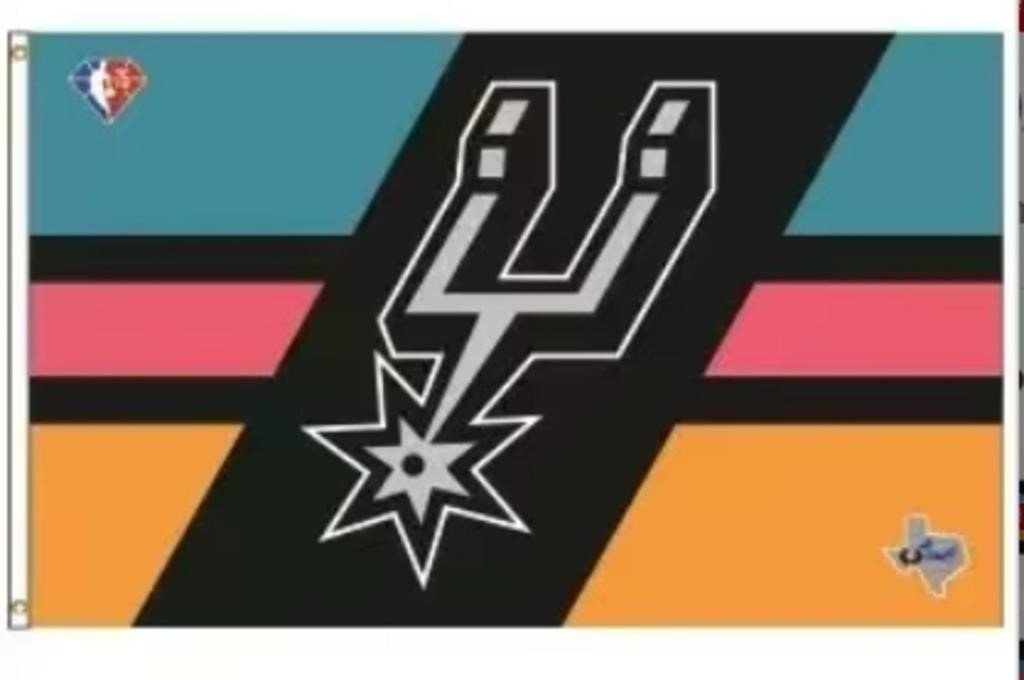 San Antonio Spurs Fiesta Logo Banner Flag 3x5