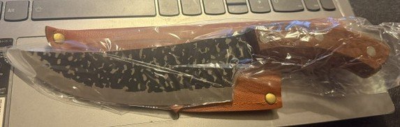 Fixed-Blade Knife With Wood Handle and Leather Sheath