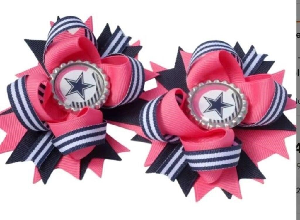 Dallas Cowboys Hair Bows Clip with Teeth alligator Clips Qty 2 NEW