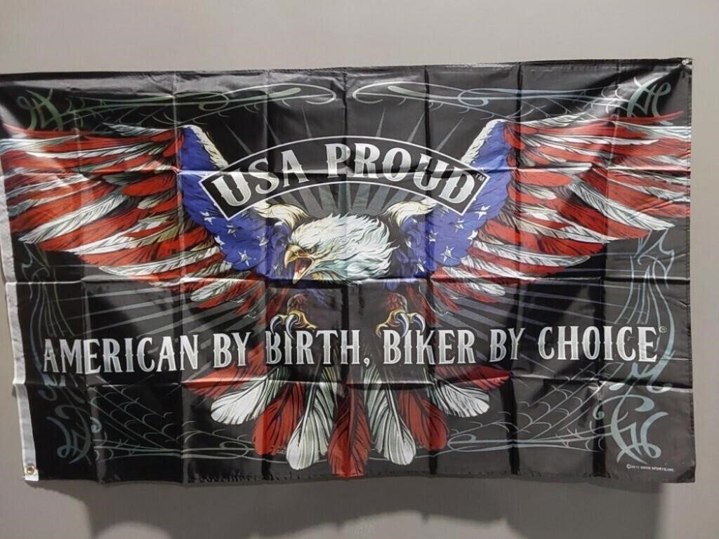 "USA Proud" Biker Eagle Polyester Flag