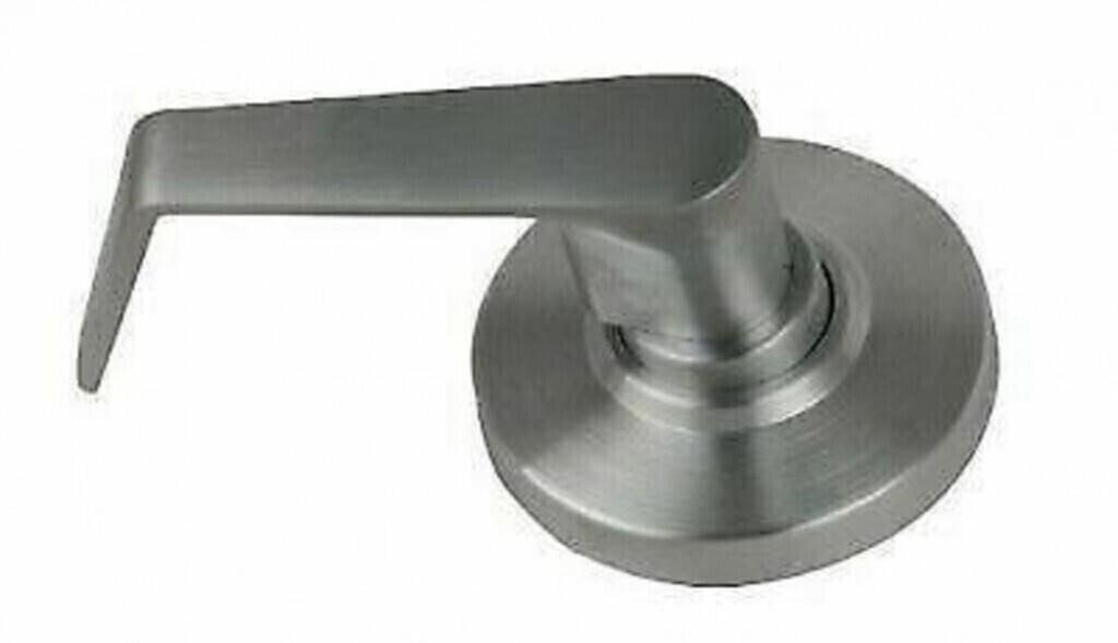 Brushed Stainless Lever Door Handle on Round Rose Schlage