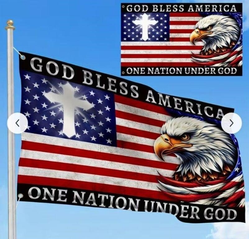 Flagwix God Bless America One Nation Under God Bald Eagle and Cross Flag (3x5 ft) for…