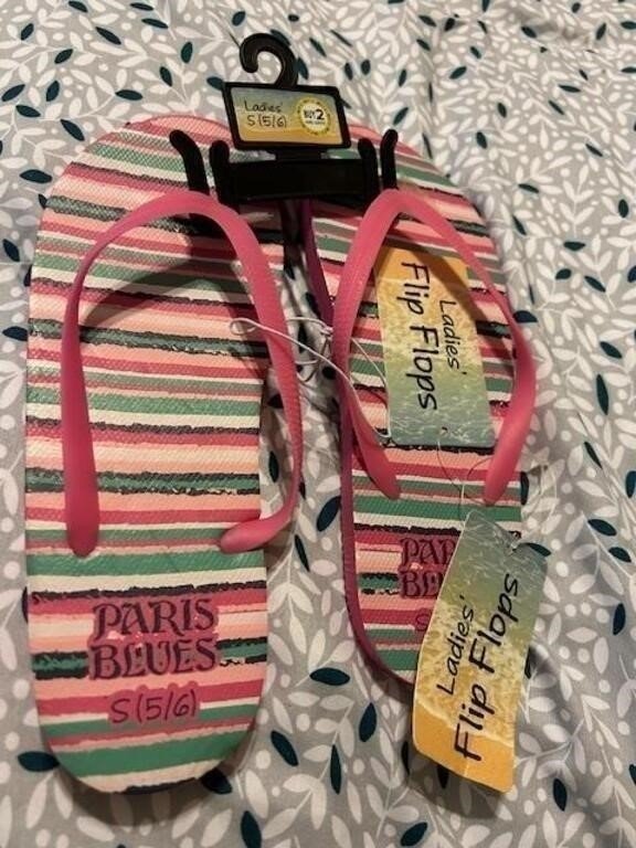 Paris Blues Ladies Striped Flip Flops, Size 7/8