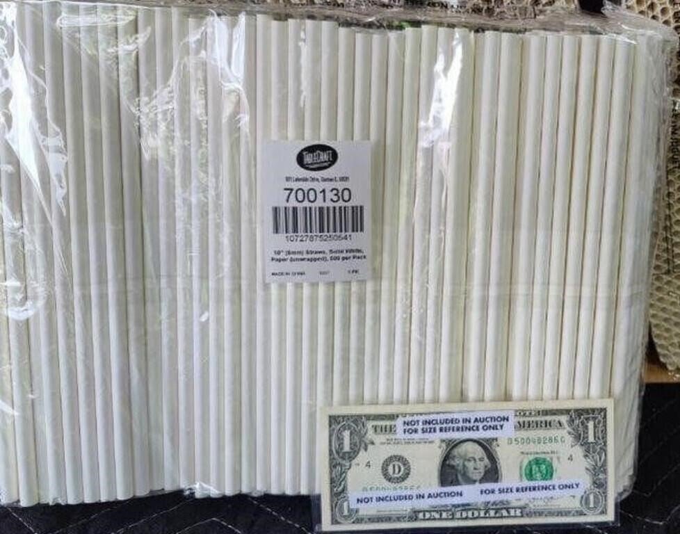 Tablecraft Paper Straws 10 Inch Solid White 500 Pack