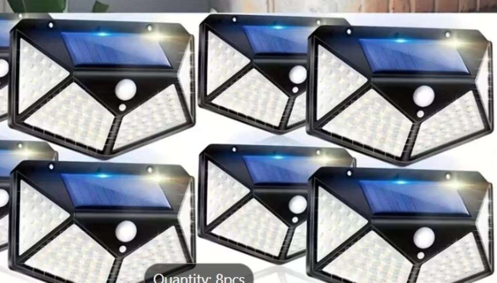 Lot of Eight Solar Motion-Sensor Outdoor Wall Lights