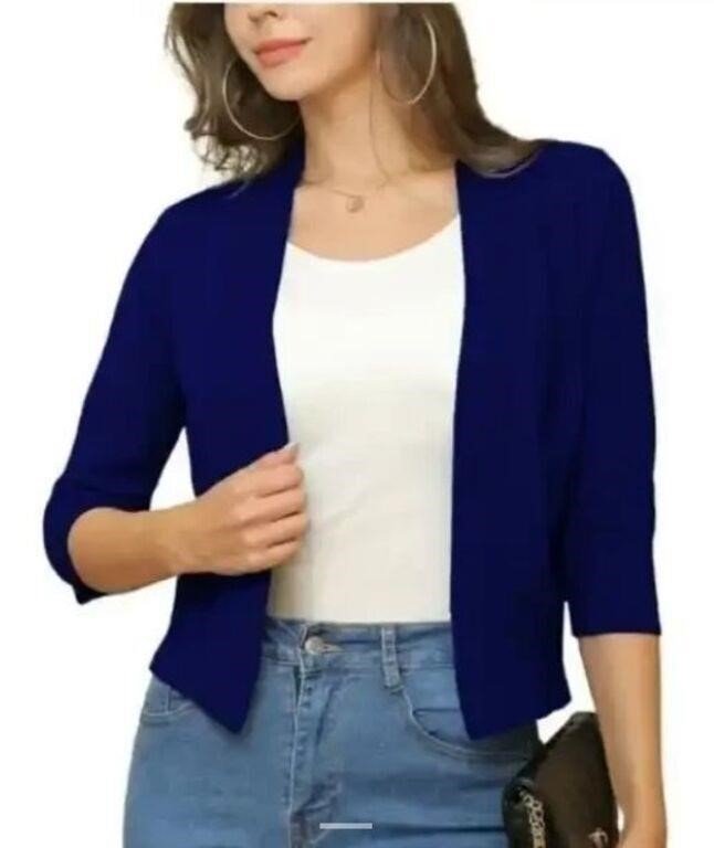 Women's Navy Cropped Open-Front Shrug Blazer Size XL