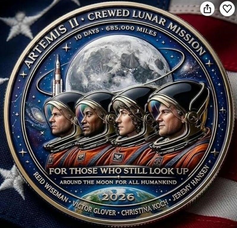 NASA Artemis II Crewed Lunar Mission Commemorative Challenge Coin for NASA Artemis II…