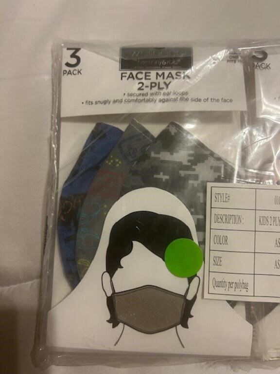 Kids 2-Ply Face Mask Three-Pack, Sealed