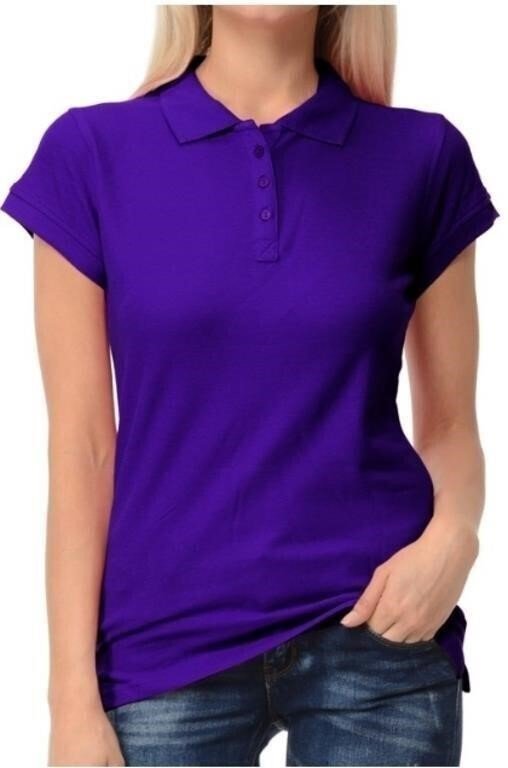 Women's Purple Short-Sleeve Piqué Polo Shirt Size 2XL