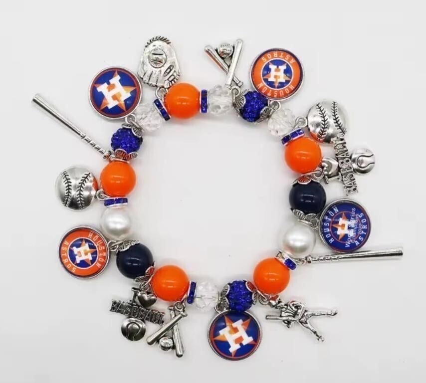Houston Astros Themed Beaded Charm Bracelet