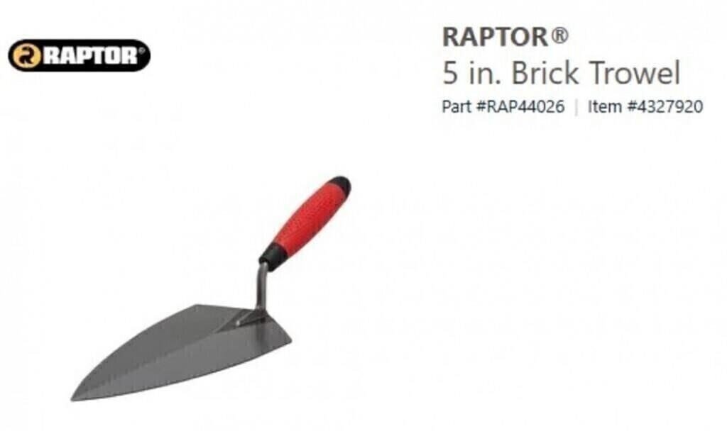 Raptor 5 in. Brick Trowel for Masonry and bricklaying
