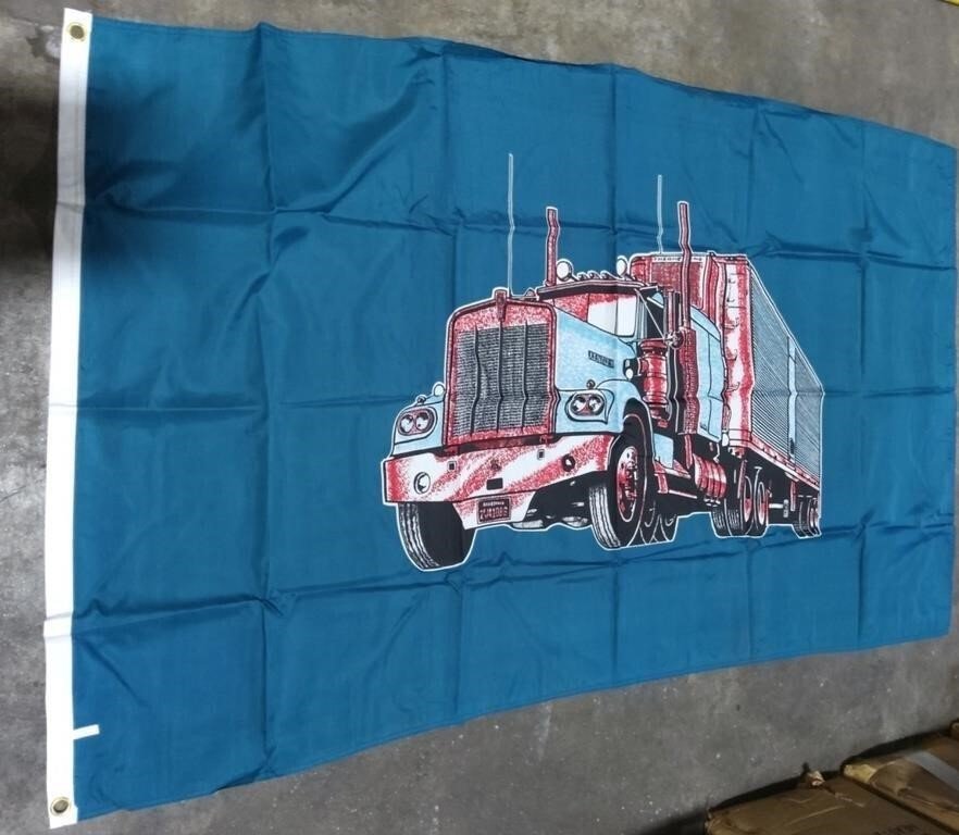 Printed Polyester Flag With Semi Truck Graphic 3x5