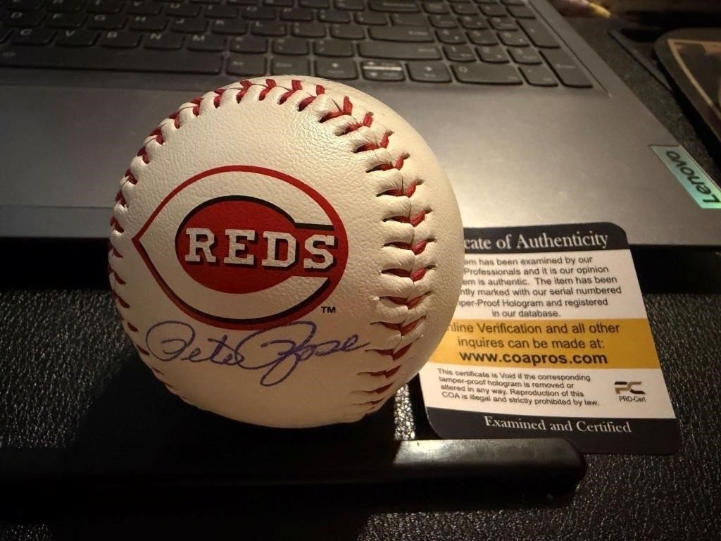 Pete Rose Signed Cincinnati Reds Logo Baseball With COA