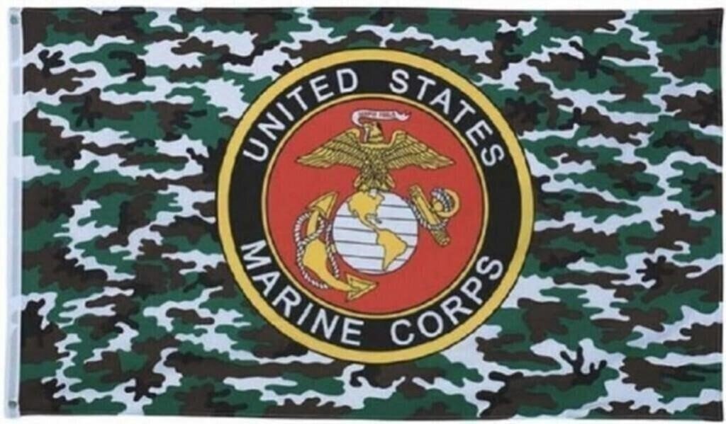 US Marine Corps Emblem Camouflage Polyester Flag 3x5