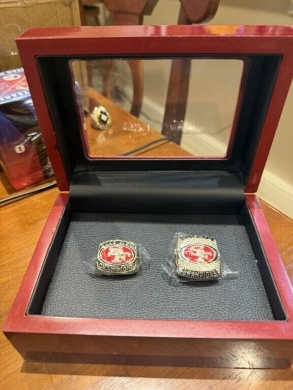 San Francisco 49ers NFC Championship Replica Ring Set in Wooden Display Box…