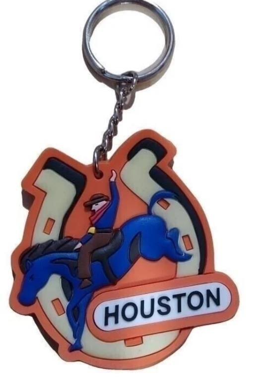 Houston Rodeo Bronco Rubber Souvenir Keychain
