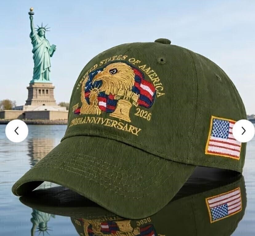 USA 250th Anniversary Embroidered Baseball Cap, Olive