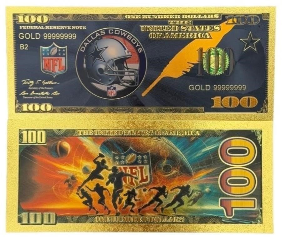 Dallas Cowboys Gold Foil Novelty $100 Note