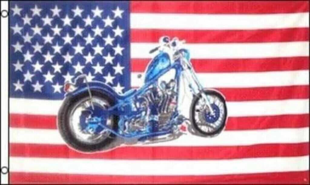 American Flag Chopper Motorcycle Harley Polyester Banner Flag 3x5