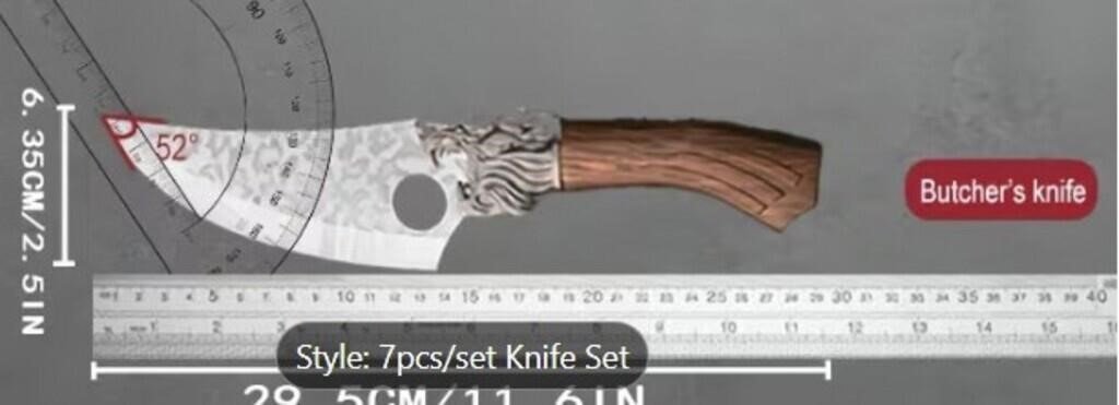Hammered Butcher's Cleaver Knife With Wood Handle