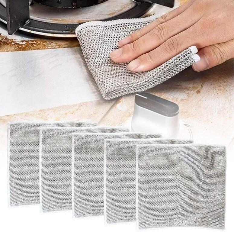Set of Five Wire Mesh Kitchen Scrubbing Cloths