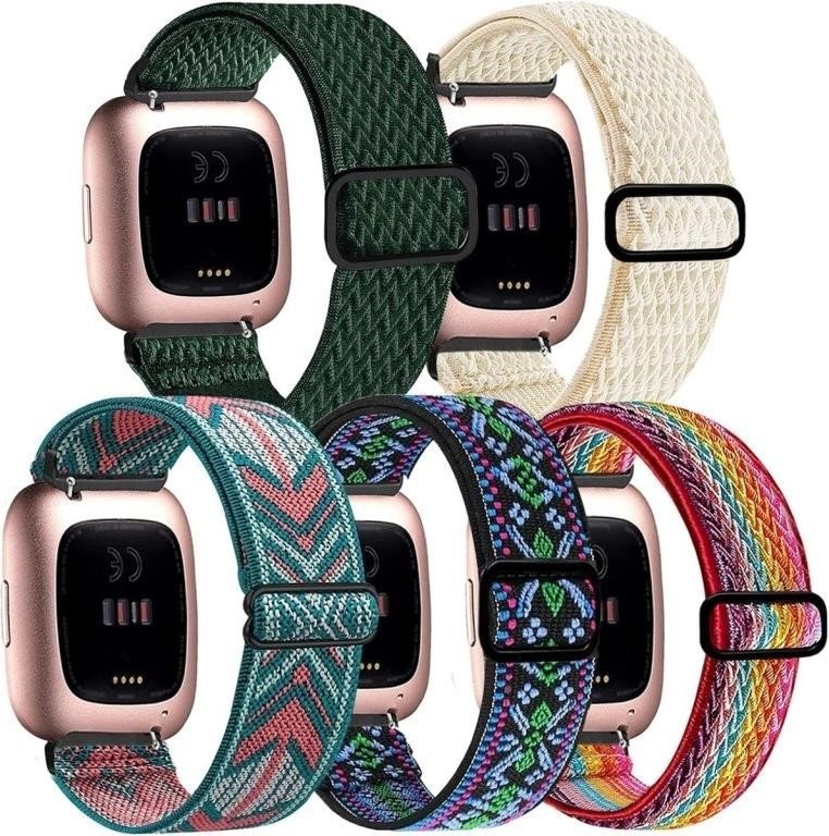 Five Assorted Elastic Nylon Adjustable Watch Bands