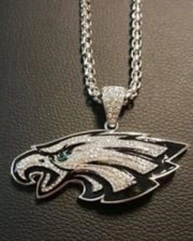 Philadelphia Eagles Logo Iced Out Pendant Necklace