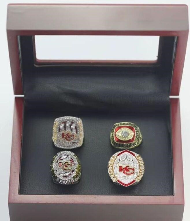 Kansas City Chiefs Replica Championship Ring Set, Four Rings w/Case